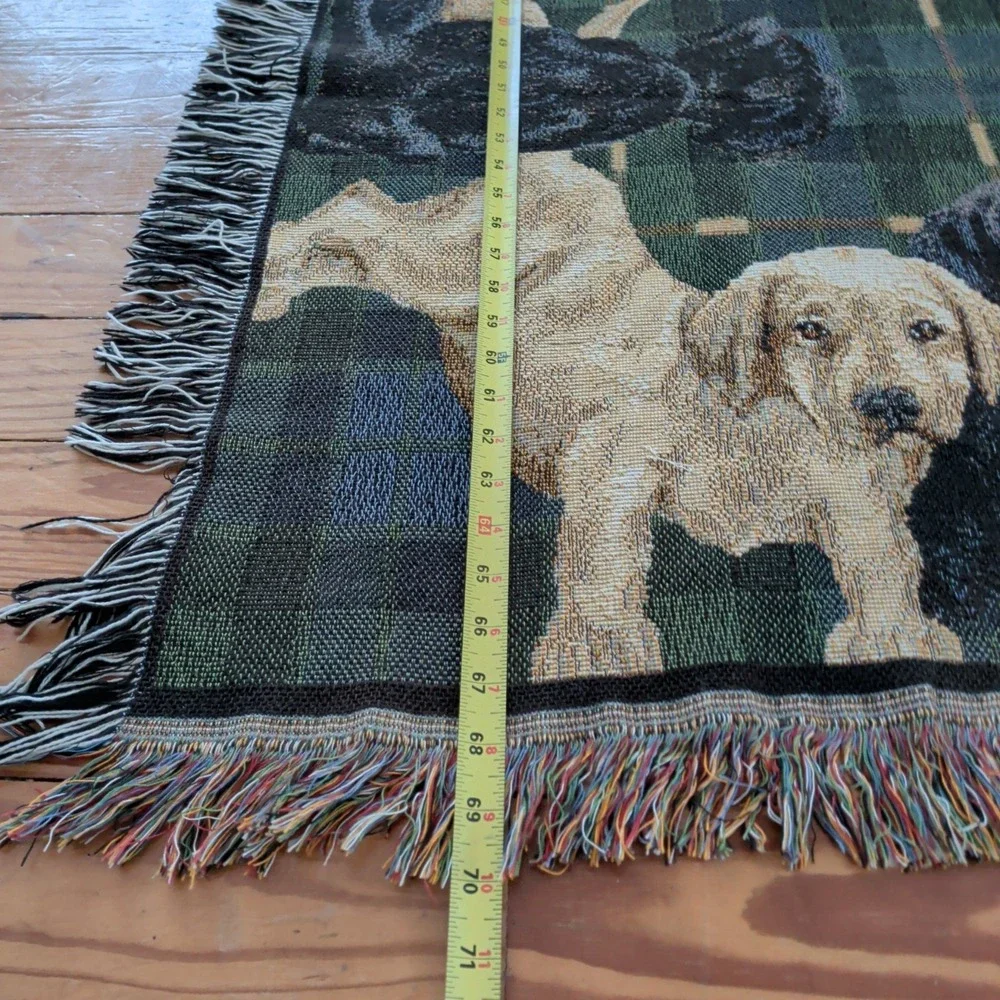Vintage Dog Throw Blanket Labrador Labs Puppy Plaid Dog Lover Grandma 68